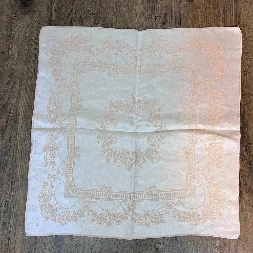 VNTG Set of 4 Irish Made Linen Damask Cloth Handkerchief‎ / Napkins